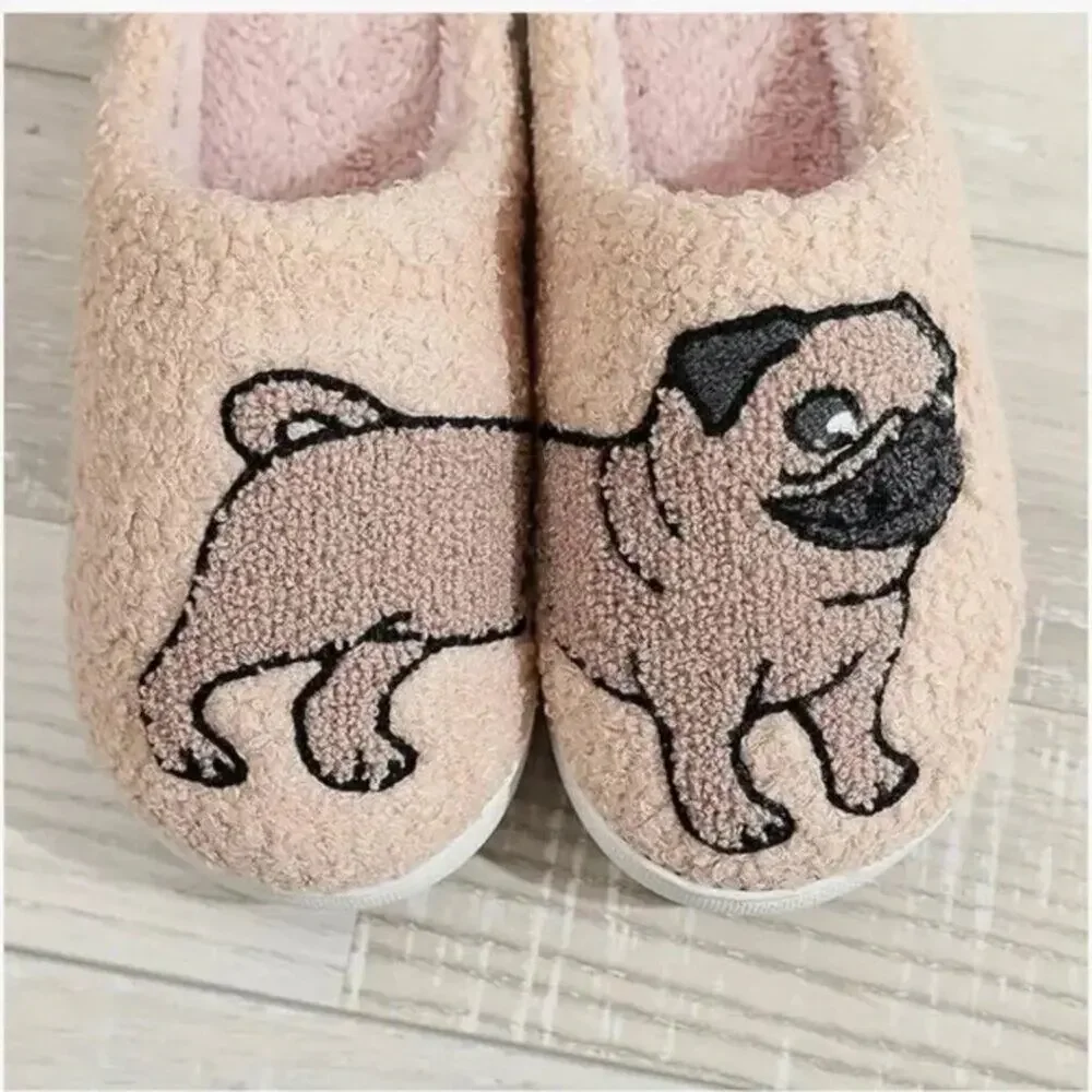 2/$30 NEW Cute Pug Dog Slippers - Picture 5 of 9
